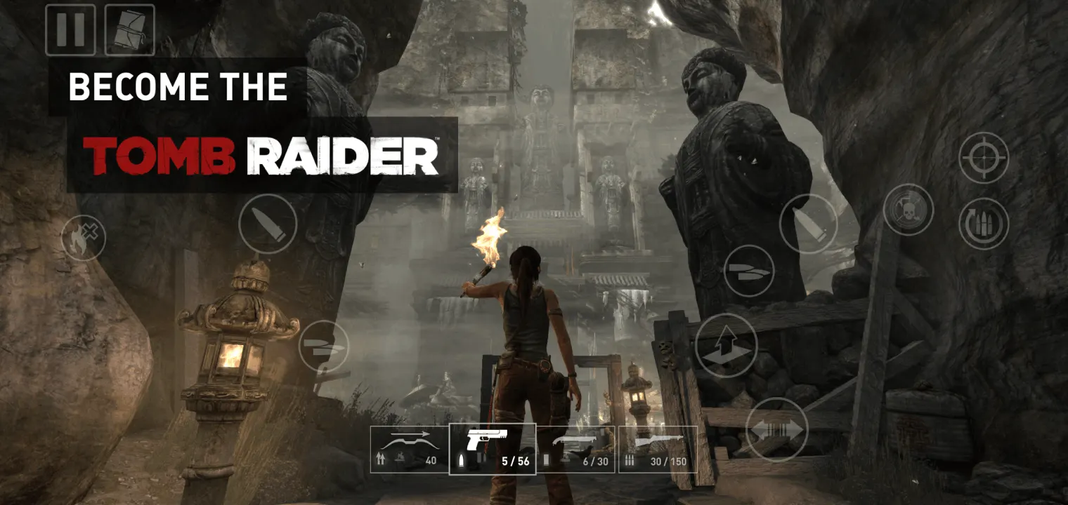 Tomb Raider combat screenshot with Lara using weapons